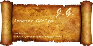 Janczer Géza névjegykártya